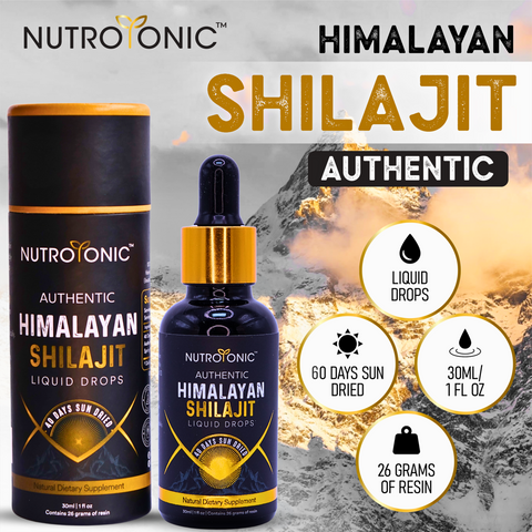Authentic Himalayan Shilajit Liquid Drops, 60 Days Sun Dried & Organic