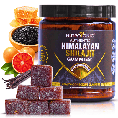 Authentic Himalayan Shilajit® Gummies Sweetened with Organic Manuka Honey Flavored with Organic Blood Orange Oil & Organic Vanilla