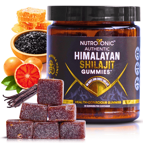 Authentic Himalayan Shilajit Gummies Sweetened with Organic Manuka Honey Flavored with Organic Blood Orange Oil & Organic Vanilla