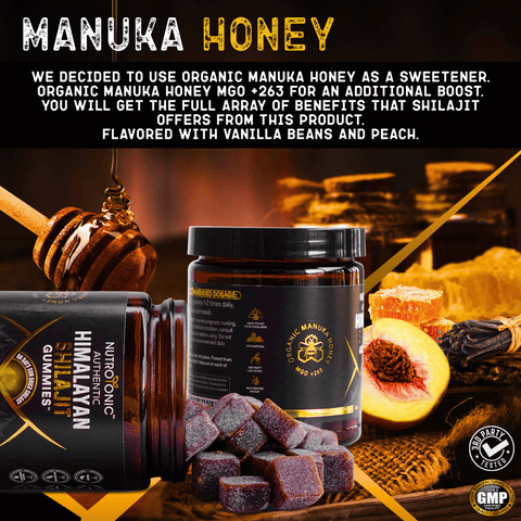 Premium Himalayan Shilajit Gummies, Peach Vanilla Flavor